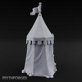 Flag-Topped Heraldry-Trimmed Knight Commander's Campaign Tent Miniature for Dungeons and Dragons, Pathfinder or other TTRPGs