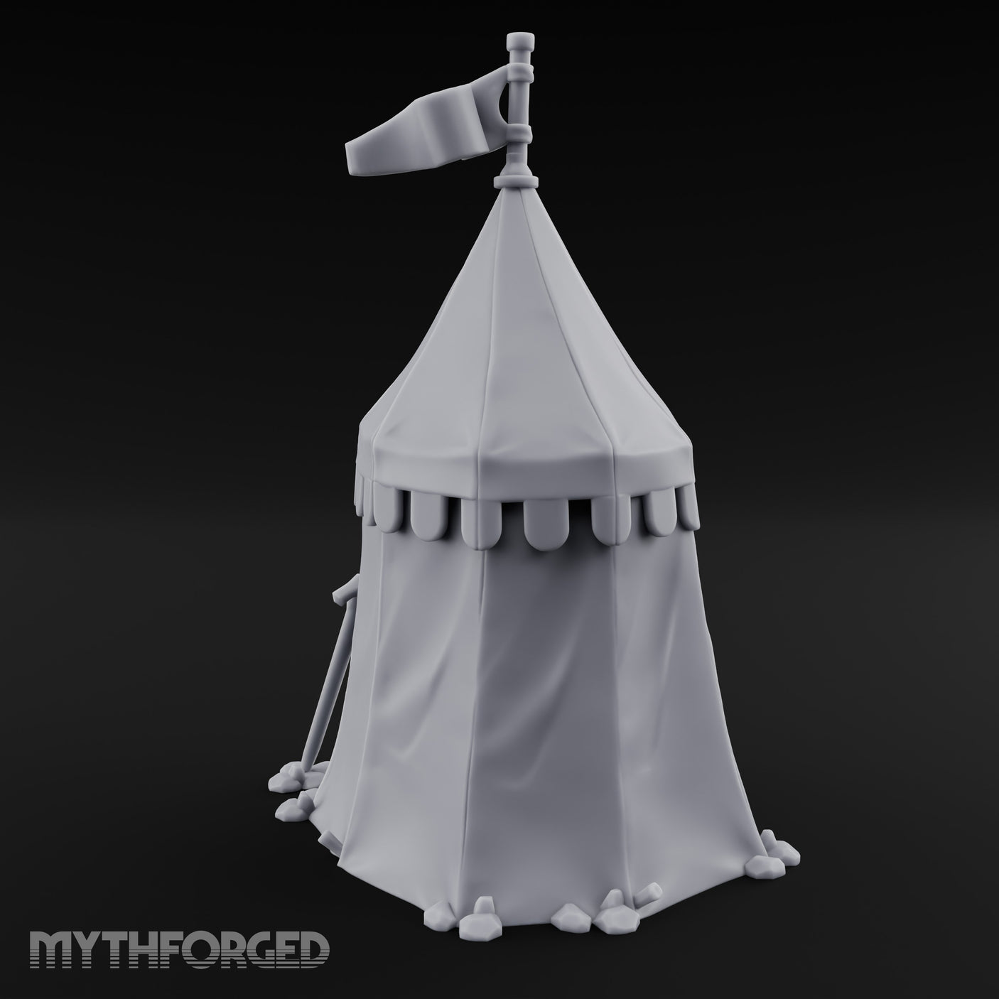 Flag-Topped Heraldry-Trimmed Knight Commander's Campaign Tent Miniature for Dungeons and Dragons, Pathfinder or other TTRPGs
