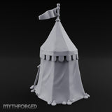 Flag-Topped Heraldry-Trimmed Knight Commander's Campaign Tent Miniature for Dungeons and Dragons, Pathfinder or other TTRPGs