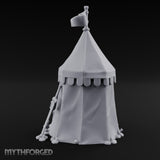 Flag-Topped Heraldry-Trimmed Knight Commander's Campaign Tent Miniature for Dungeons and Dragons, Pathfinder or other TTRPGs