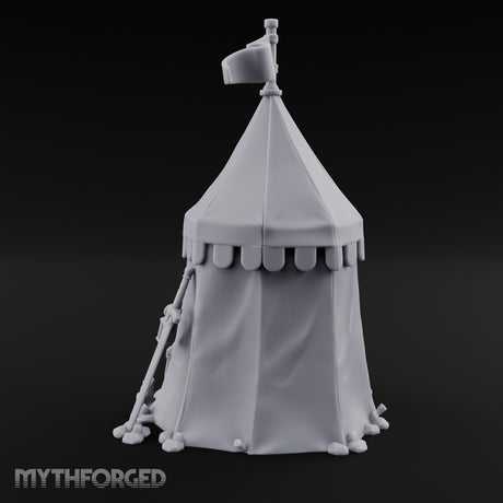 Flag-Topped Heraldry-Trimmed Knight Commander's Campaign Tent Miniature for Dungeons and Dragons, Pathfinder or other TTRPGs
