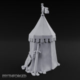 Flag-Topped Heraldry-Trimmed Knight Commander's Campaign Tent Miniature for Dungeons and Dragons, Pathfinder or other TTRPGs