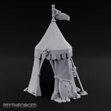 Flag-Topped Heraldry-Trimmed Knight Commander's Campaign Tent Miniature for Dungeons and Dragons, Pathfinder or other TTRPGs