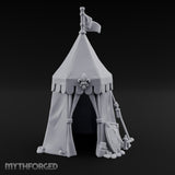 Flag-Topped Heraldry-Trimmed Knight Commander's Campaign Tent Miniature for Dungeons and Dragons, Pathfinder or other TTRPGs