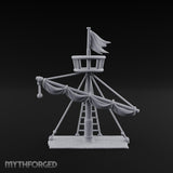 Flag-Topped Sail-Draped Ship Mast Scene Miniature for Dungeons and Dragons, Pathfinder or other TTRPGs
