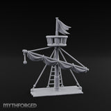 Flag-Topped Sail-Draped Ship Mast Scene Miniature for Dungeons and Dragons, Pathfinder or other TTRPGs