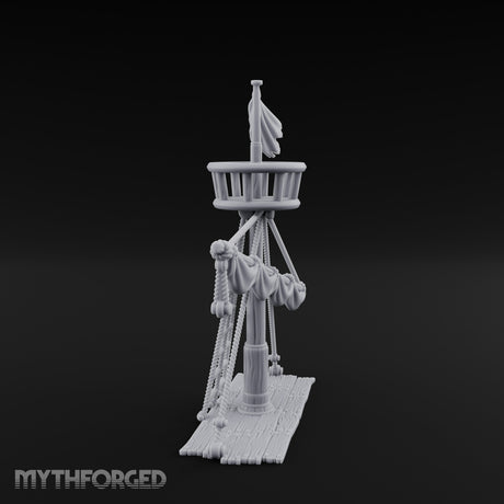 Flag-Topped Sail-Draped Ship Mast Scene gallery 3