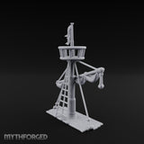Flag-Topped Sail-Draped Ship Mast Scene Miniature for Dungeons and Dragons, Pathfinder or other TTRPGs