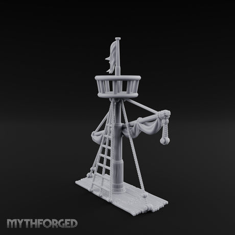 Flag-Topped Sail-Draped Ship Mast Scene gallery 4