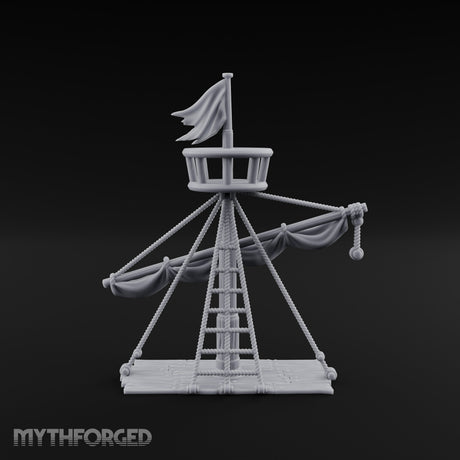 Flag-Topped Sail-Draped Ship Mast Scene gallery 5