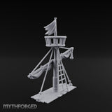 Flag-Topped Sail-Draped Ship Mast Scene Miniature for Dungeons and Dragons, Pathfinder or other TTRPGs