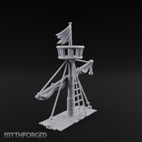 Flag-Topped Sail-Draped Ship Mast Scene gallery 6