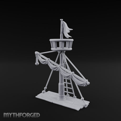 Flag-Topped Sail-Draped Ship Mast Scene gallery 8
