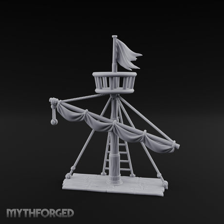 Flag-Topped Sail-Draped Ship Mast Scene gallery 9