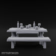 Flagon-Filled Plank-Grained Tavern Dining Table Scene Miniature for Dungeons and Dragons, Pathfinder or other TTRPGs