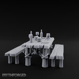 Flagon-Filled Plank-Grained Tavern Dining Table Scene Miniature for Dungeons and Dragons, Pathfinder or other TTRPGs