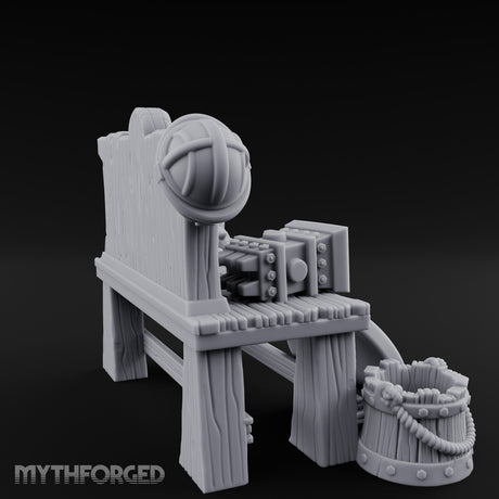 Flail-Hung Horseshoe-Pegged Blacksmith Market Stall Counter Miniature for Dungeons and Dragons, Pathfinder or other TTRPGs