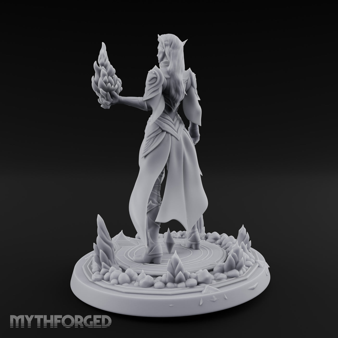 Flame Conjuring Armoured Elf Sorceress Miniature for Dungeons and Dragons, Pathfinder or other TTRPGs