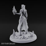 Flame Conjuring Armoured Elf Sorceress Miniature for Dungeons and Dragons, Pathfinder or other TTRPGs