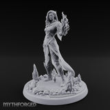 Flame Conjuring Armoured Elf Sorceress Miniature for Dungeons and Dragons, Pathfinder or other TTRPGs