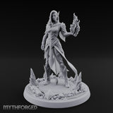 Flame Conjuring Armoured Elf Sorceress Miniature for Dungeons and Dragons, Pathfinder or other TTRPGs