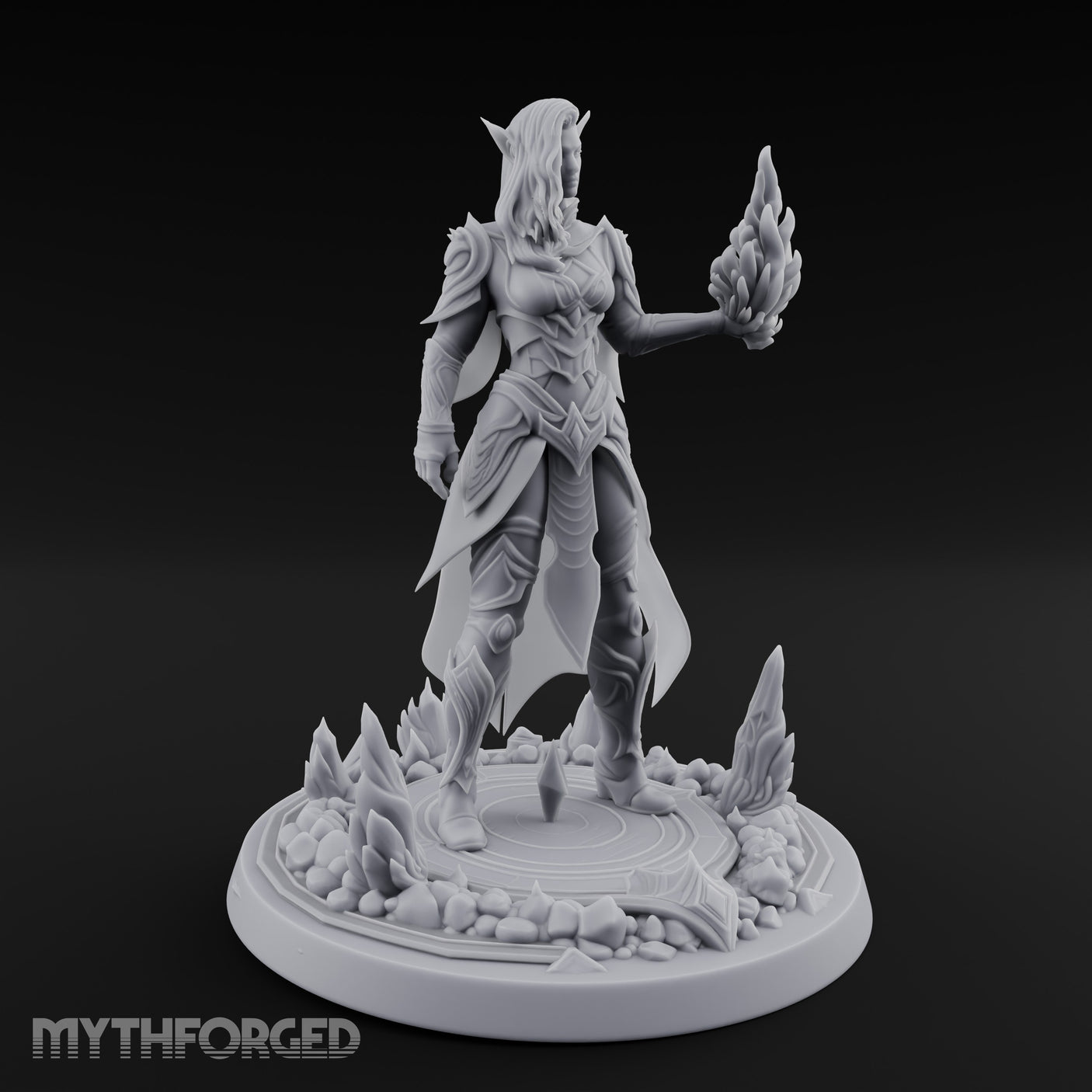 Flame Conjuring Armoured Elf Sorceress Miniature for Dungeons and Dragons, Pathfinder or other TTRPGs
