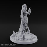 Flame Conjuring Armoured Elf Sorceress Miniature for Dungeons and Dragons, Pathfinder or other TTRPGs