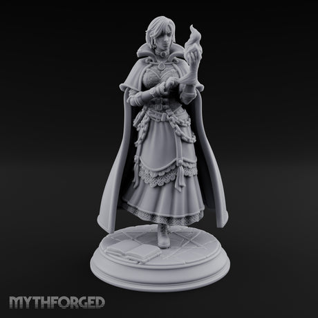 Flame Conjuring Human Sorceress Miniature for Dungeons and Dragons, Pathfinder or other TTRPGs
