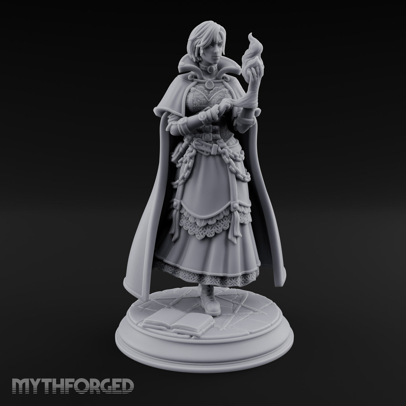 Flame Conjuring Human Sorceress Miniature for Dungeons and Dragons, Pathfinder or other TTRPGs