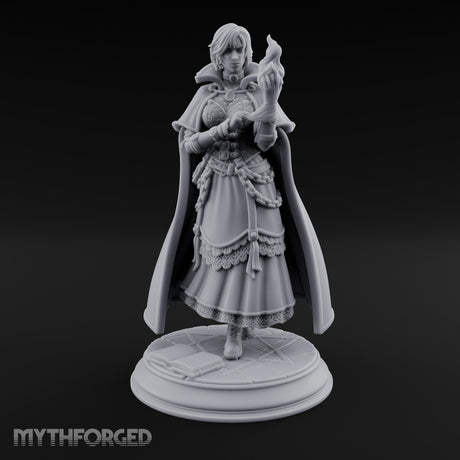 Flame Conjuring Human Sorceress Miniature for Dungeons and Dragons, Pathfinder or other TTRPGs