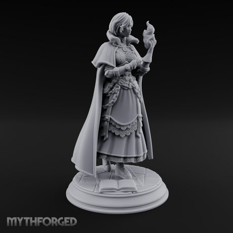 Flame Conjuring Human Sorceress Miniature for Dungeons and Dragons, Pathfinder or other TTRPGs