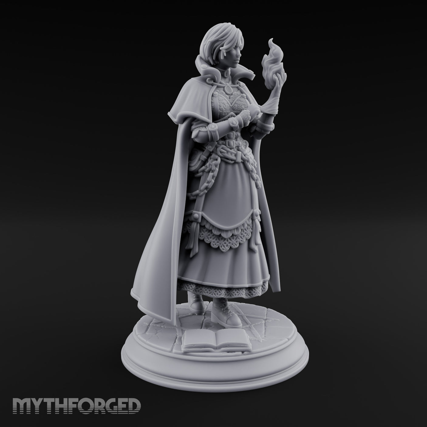 Flame Conjuring Human Sorceress Miniature for Dungeons and Dragons, Pathfinder or other TTRPGs