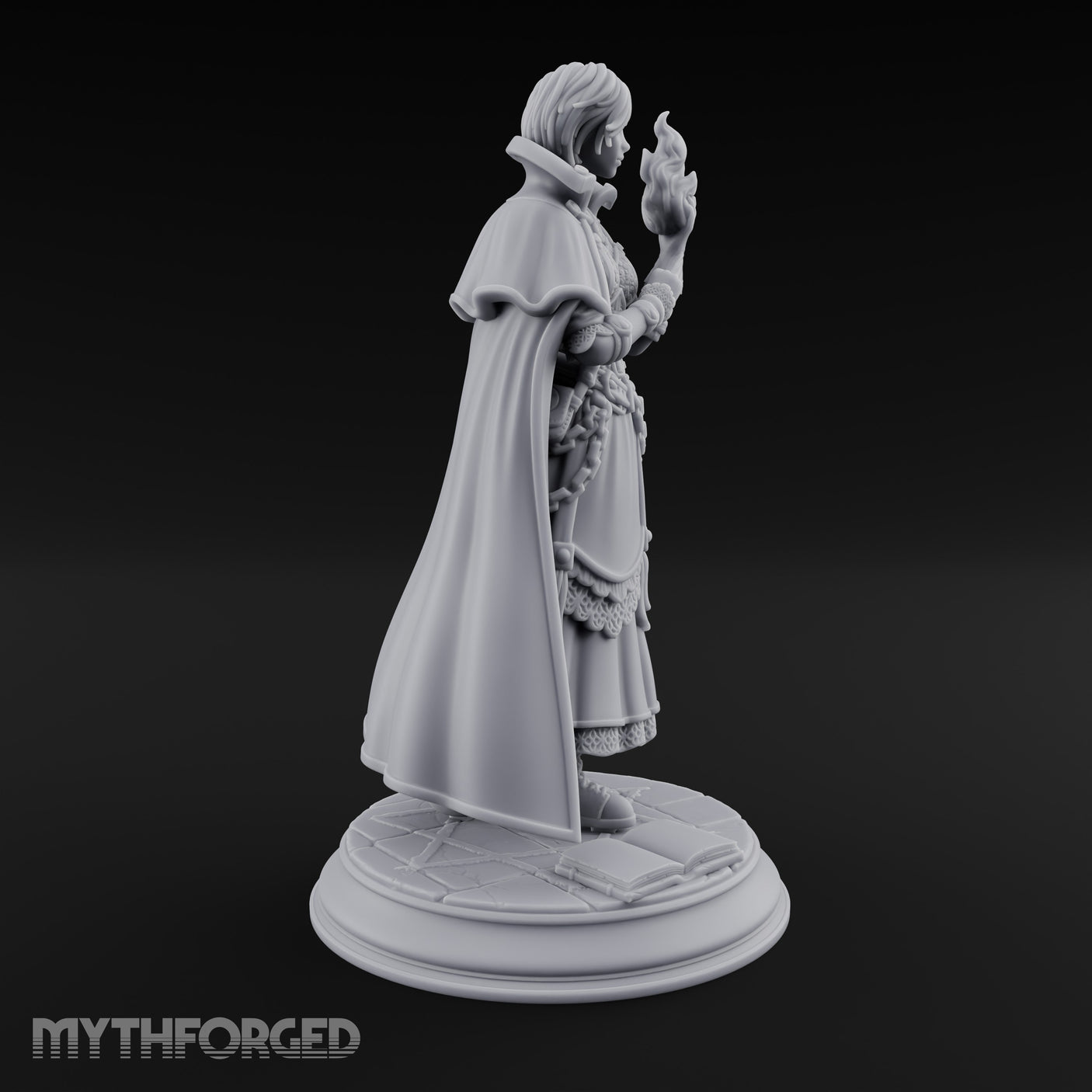 Flame Conjuring Human Sorceress Miniature for Dungeons and Dragons, Pathfinder or other TTRPGs