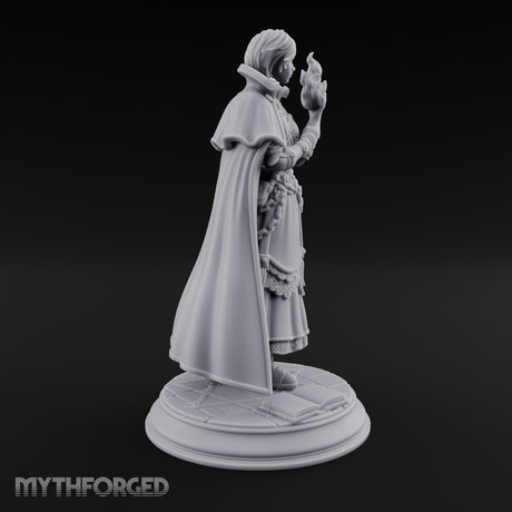 Flame Conjuring Human Sorceress Miniature for Dungeons and Dragons, Pathfinder or other TTRPGs