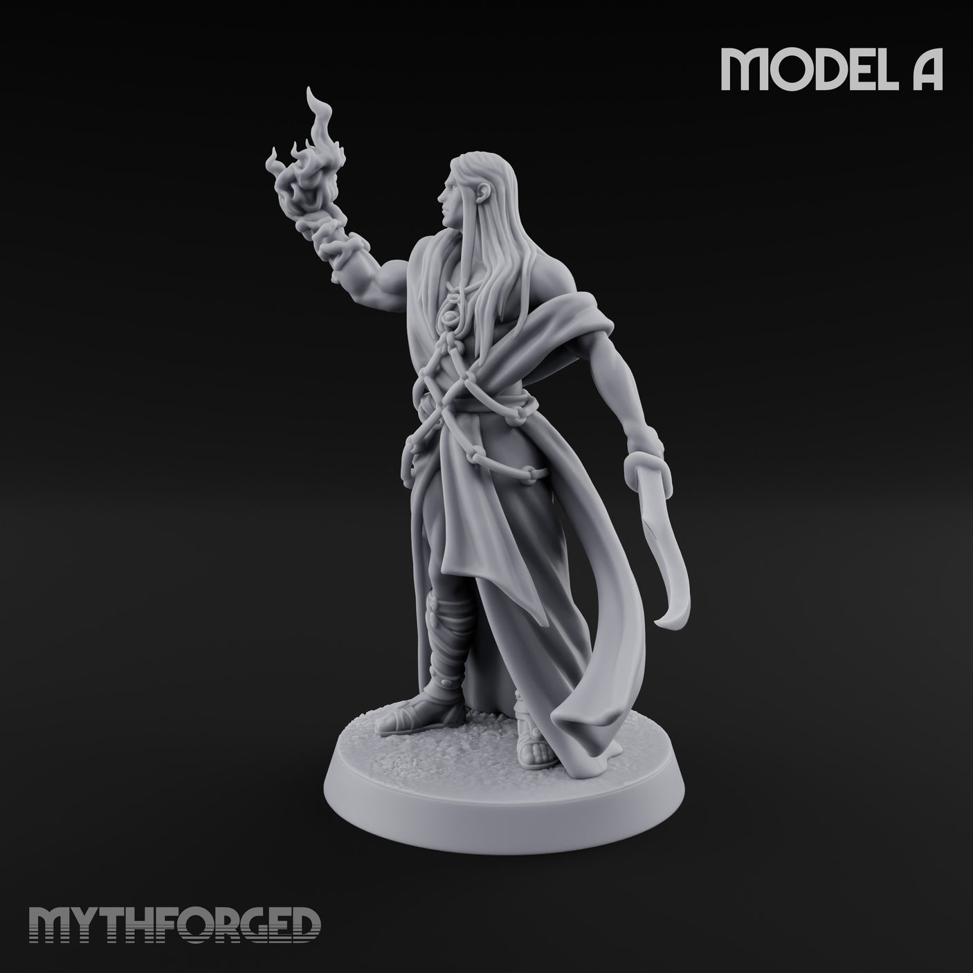 Flame Conjuring, Rippling Robes Human Sorcerer A Miniature for Dungeons and Dragons, Pathfinder or other TTRPGs
