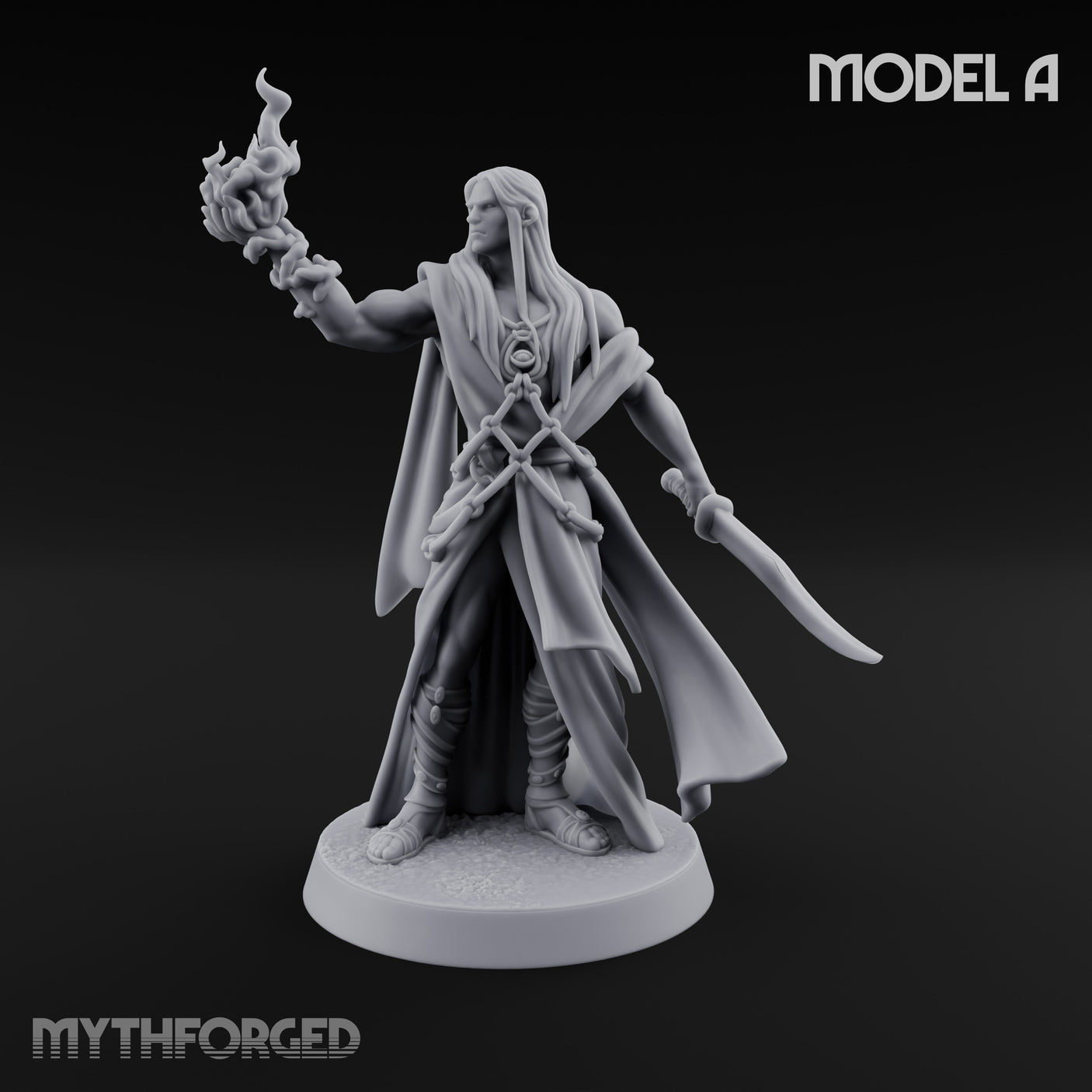 Flame Conjuring, Rippling Robes Human Sorcerer A Miniature for Dungeons and Dragons, Pathfinder or other TTRPGs