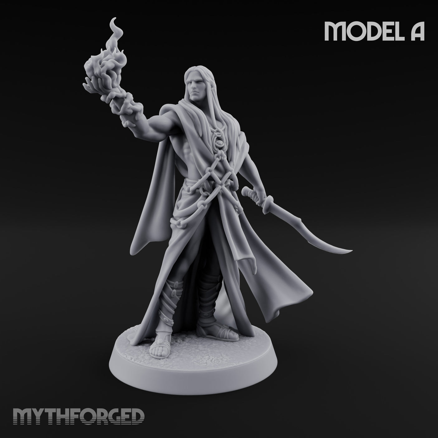Flame Conjuring, Rippling Robes Human Sorcerer A Miniature for Dungeons and Dragons, Pathfinder or other TTRPGs