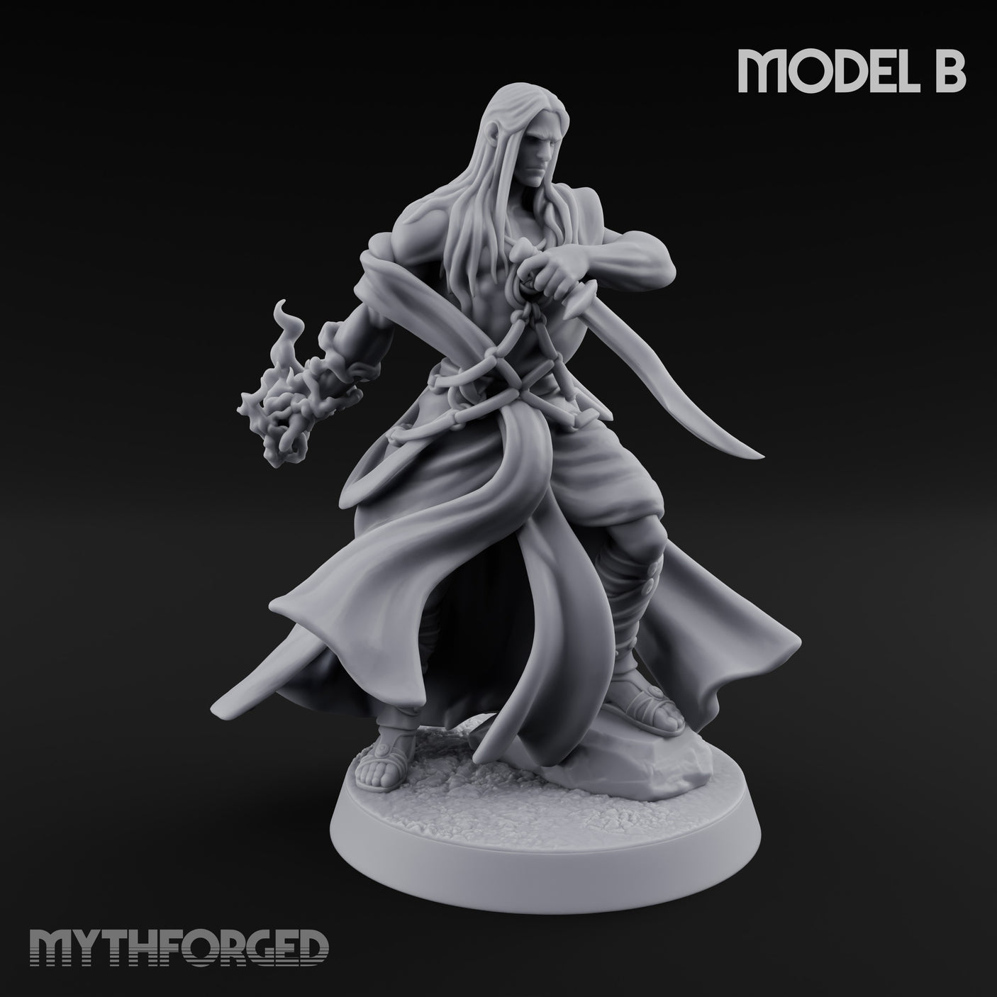 Flame Conjuring, Rippling Robes Human Sorcerer B Miniature for Dungeons and Dragons, Pathfinder or other TTRPGs