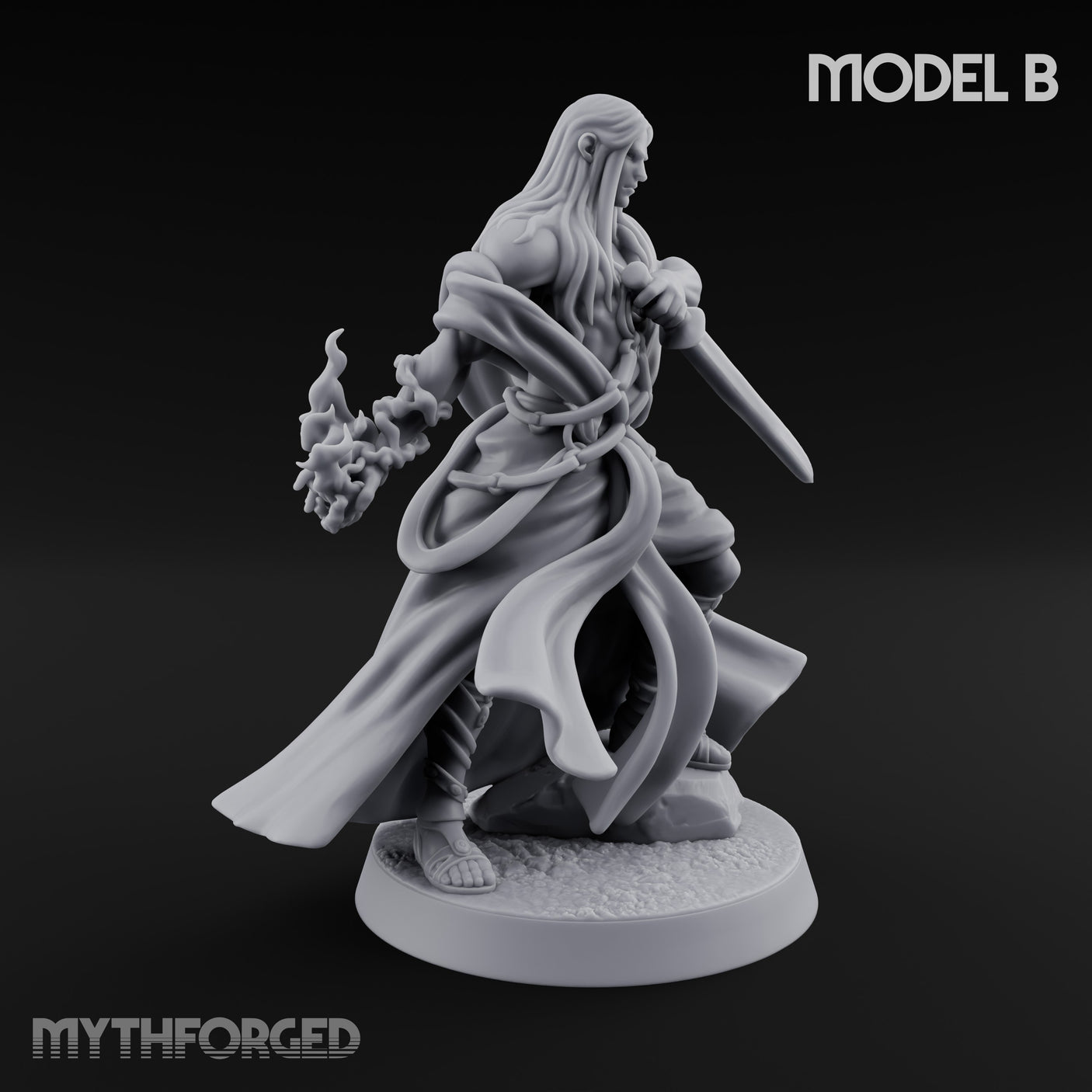 Flame Conjuring, Rippling Robes Human Sorcerer B Miniature for Dungeons and Dragons, Pathfinder or other TTRPGs