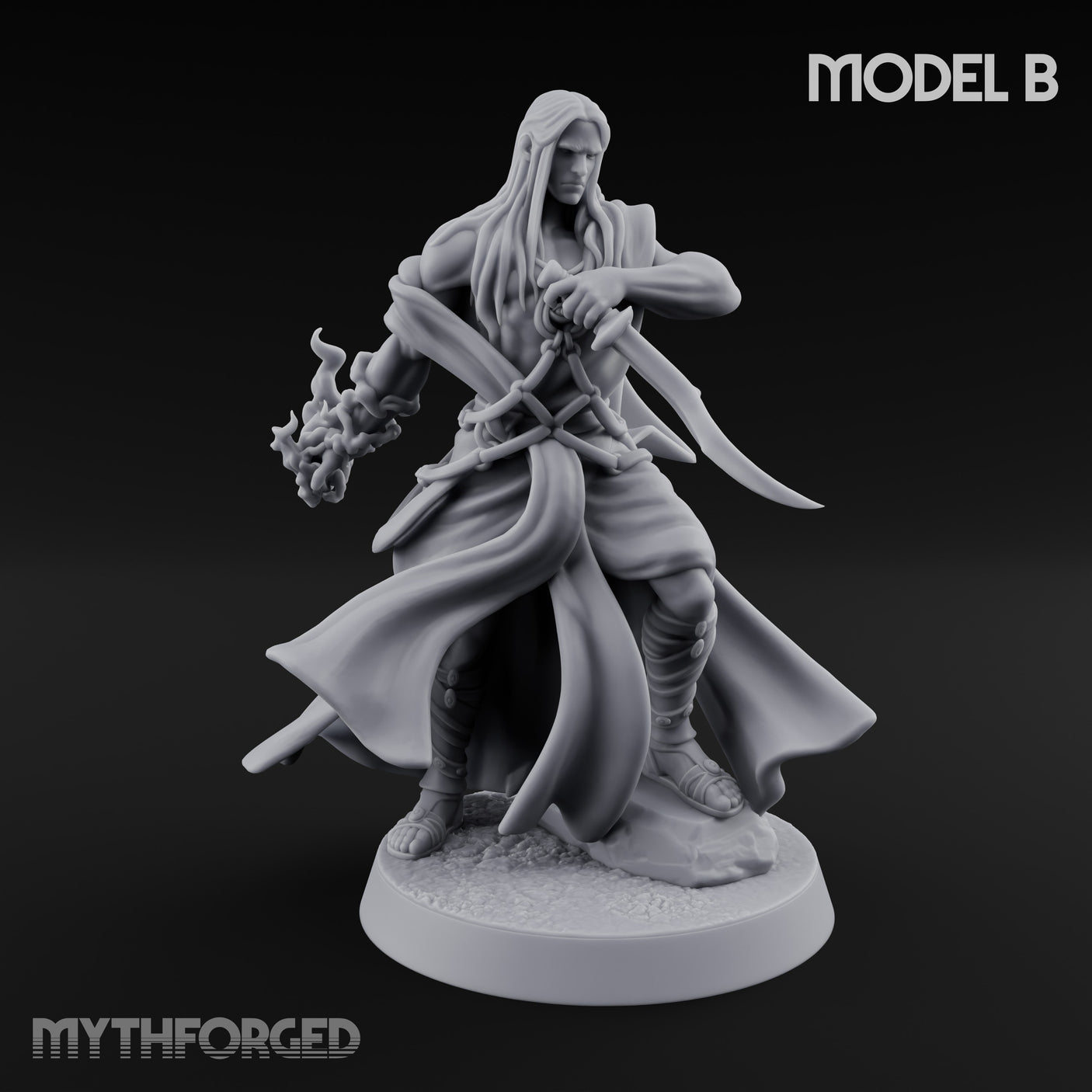 Flame Conjuring, Rippling Robes Human Sorcerer B Miniature for Dungeons and Dragons, Pathfinder or other TTRPGs