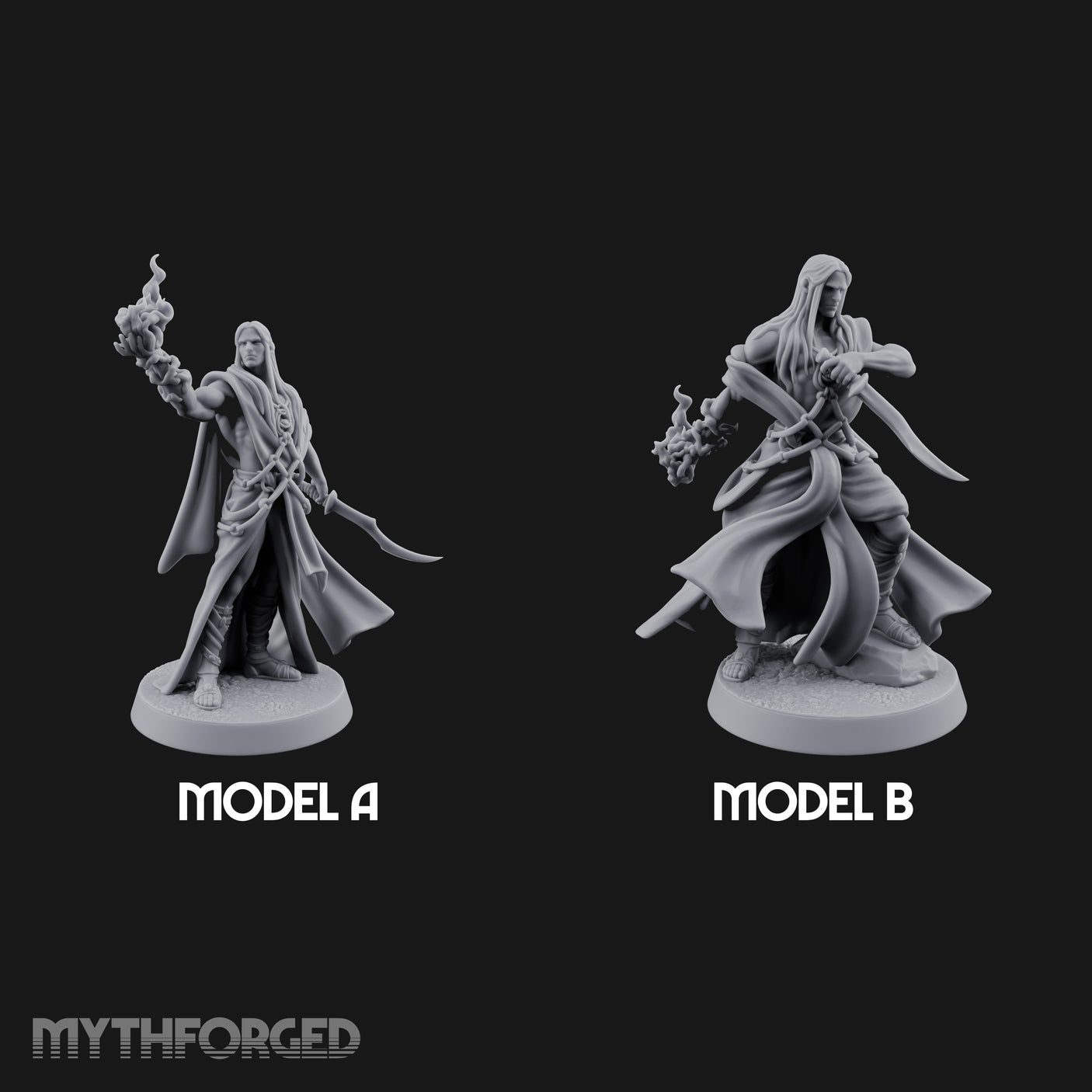Flame Conjuring, Rippling Robes Human Sorcerers Miniature for Dungeons and Dragons, Pathfinder or other TTRPGs