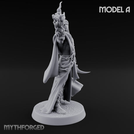 Flame Conjuring, Rippling Robes Human Sorcerers Miniature for Dungeons and Dragons, Pathfinder or other TTRPGs