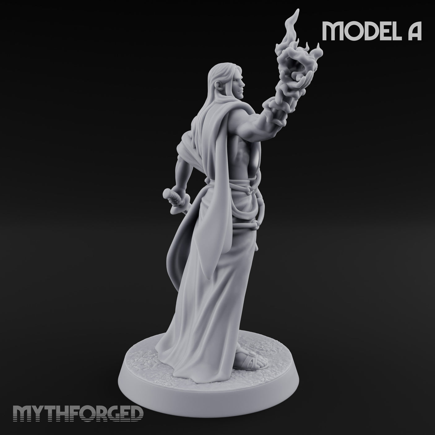Flame Conjuring, Rippling Robes Human Sorcerers Miniature for Dungeons and Dragons, Pathfinder or other TTRPGs