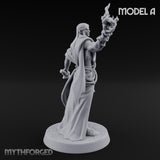 Flame Conjuring, Rippling Robes Human Sorcerers Miniature for Dungeons and Dragons, Pathfinder or other TTRPGs