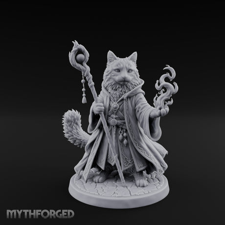 Flame Conjuring Tabaxi Sorcerer Miniature for Dungeons and Dragons, Pathfinder or other TTRPGs
