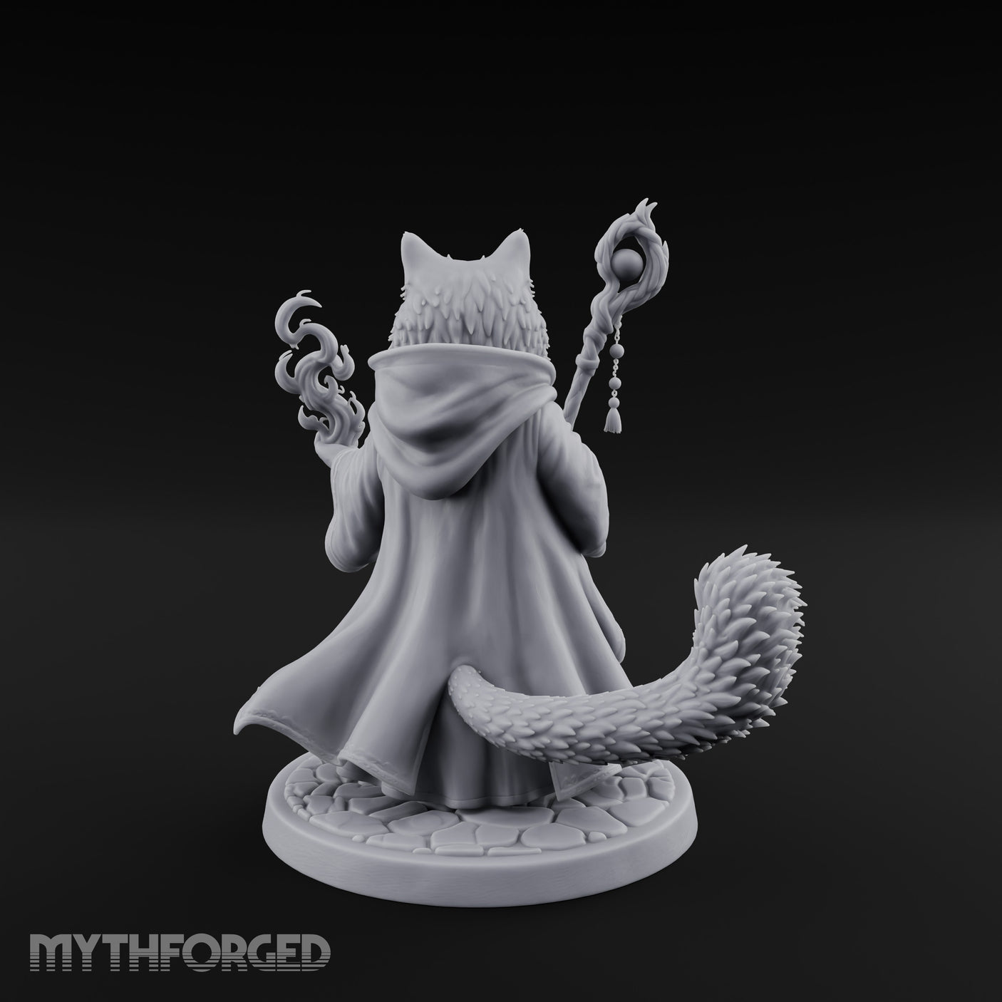 Flame Conjuring Tabaxi Sorcerer Miniature for Dungeons and Dragons, Pathfinder or other TTRPGs