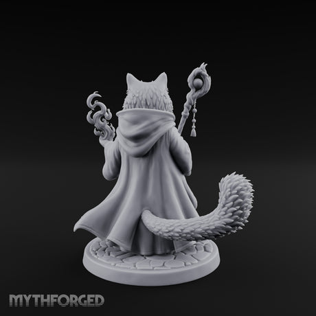 Flame Conjuring Tabaxi Sorcerer Miniature for Dungeons and Dragons, Pathfinder or other TTRPGs