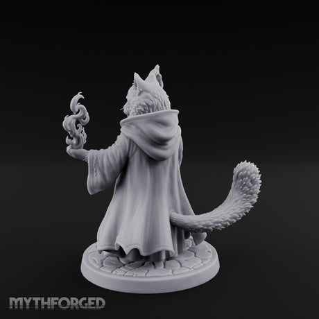 Flame Conjuring Tabaxi Sorcerer Miniature for Dungeons and Dragons, Pathfinder or other TTRPGs