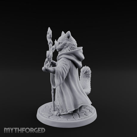 Flame Conjuring Tabaxi Sorcerer Miniature for Dungeons and Dragons, Pathfinder or other TTRPGs