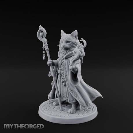 Flame Conjuring Tabaxi Sorcerer Miniature for Dungeons and Dragons, Pathfinder or other TTRPGs